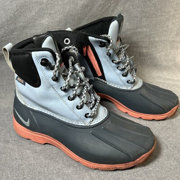 Nike ACG Rain Boots Womens Size 7 Lunarstorm Zip up Ultra Light Blue Coral - Picture 1 of 12